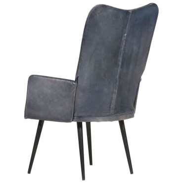 vidaXL Πολυθρόνα Γκρι από Γνήσιο Δέρμα 55x41x97cm 1 τεμ.