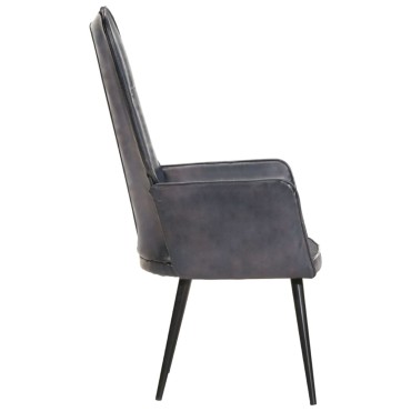 vidaXL Πολυθρόνα Γκρι από Γνήσιο Δέρμα 55x41x97cm 1 τεμ.
