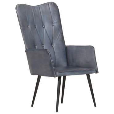 vidaXL Πολυθρόνα Γκρι από Γνήσιο Δέρμα 55x41x97cm 1 τεμ.