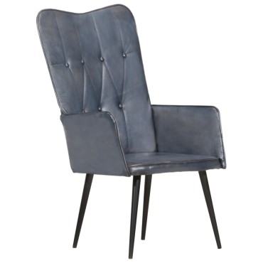 vidaXL Πολυθρόνα Γκρι από Γνήσιο Δέρμα 55x41x97cm 1 τεμ.