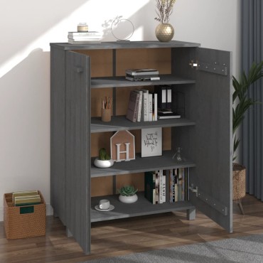 vidaXL Παπουτσοθήκη HAMAR Σκ. Γκρι 85x40x108cm Μασίφ Ξύλο Πεύκου