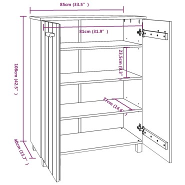 vidaXL Παπουτσοθήκη HAMAR Σκ. Γκρι 85x40x108cm Μασίφ Ξύλο Πεύκου