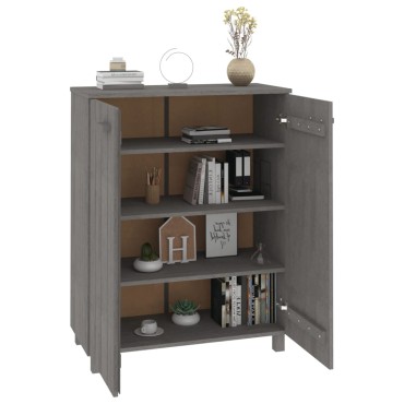vidaXL Παπουτσοθήκη HAMAR Αν. Γκρι 85x40x108cm Μασίφ Ξύλο Πεύκου