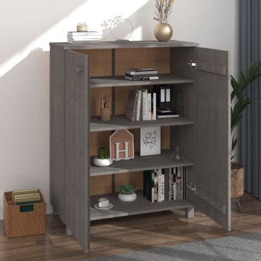 vidaXL Παπουτσοθήκη HAMAR Αν. Γκρι 85x40x108cm Μασίφ Ξύλο Πεύκου