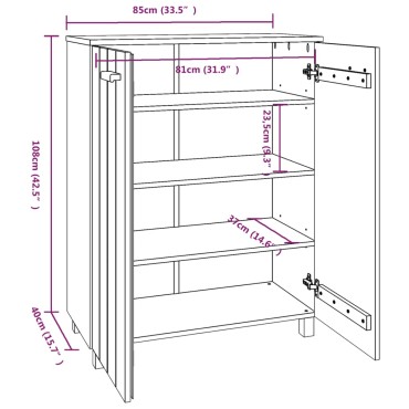 vidaXL Παπουτσοθήκη HAMAR Αν. Γκρι 85x40x108cm Μασίφ Ξύλο Πεύκου
