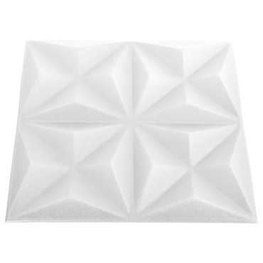 vidaXL Πάνελ Τοίχου 3D 12 τεμ. Λευκό Origami 50 x 50 εκ. 3 μ²