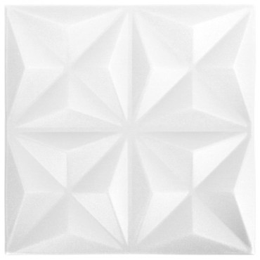 vidaXL Πάνελ Τοίχου 3D 12 τεμ. Λευκό Origami 50 x 50 εκ. 3 μ²