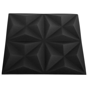 vidaXL Πάνελ Τοίχου 3D 12 τεμ. Μαύρο Origami 50 x 50 εκ. 3 μ²