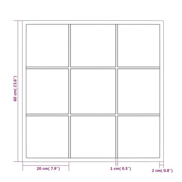 vidaXL Καθρέφτης Τοίχου Μαύρος 60 x 60 εκ. Μεταλλικός