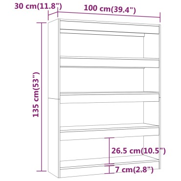 vidaXL Βιβλιοθήκη/Διαχωριστικό Χώρου Λευκό 100x30x135cm 1 τεμ.