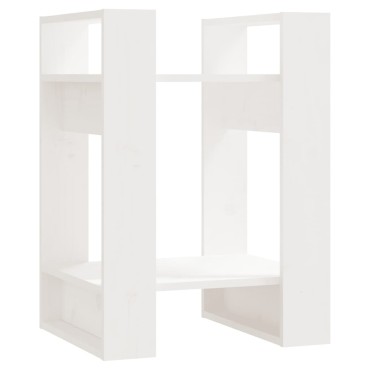 vidaXL Βιβλιοθήκη/Διαχωριστικό Χώρου Λευκό 41x35x57cm Μασίφ Πεύκο 1 τεμ.
