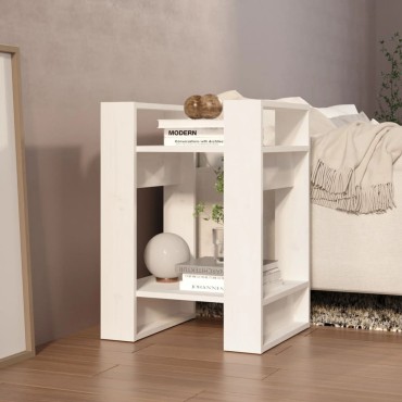 vidaXL Βιβλιοθήκη/Διαχωριστικό Χώρου Λευκό 41x35x57cm Μασίφ Πεύκο 1 τεμ.