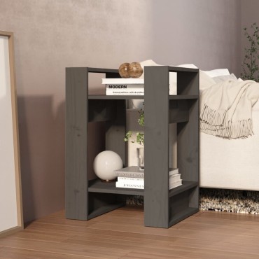 vidaXL Βιβλιοθήκη/Διαχωριστικό Χώρου Γκρι 41x35x57cm Μασίφ Πεύκο 1 τεμ.