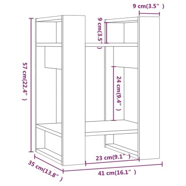 vidaXL Βιβλιοθήκη/Διαχωριστικό Χώρου Γκρι 41x35x57cm Μασίφ Πεύκο 1 τεμ.