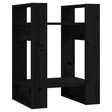 vidaXL Βιβλιοθήκη/Διαχωριστικό Χώρου Μαύρο 41x35x57cm Μασίφ Πεύκο 1 τεμ.