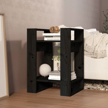 vidaXL Βιβλιοθήκη/Διαχωριστικό Χώρου Μαύρο 41x35x57cm Μασίφ Πεύκο 1 τεμ.