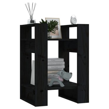 vidaXL Βιβλιοθήκη/Διαχωριστικό Χώρου Μαύρο 41x35x57cm Μασίφ Πεύκο 1 τεμ.