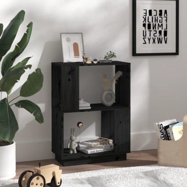 vidaXL Βιβλιοθήκη/Διαχωριστικό Χώρου Μαύρο 51x25x70cm Μασίφ Πεύκο 1 τεμ.