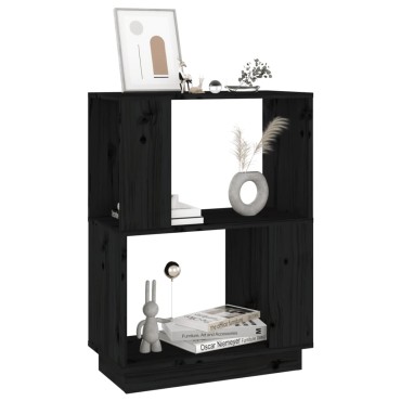 vidaXL Βιβλιοθήκη/Διαχωριστικό Χώρου Μαύρο 51x25x70cm Μασίφ Πεύκο 1 τεμ.