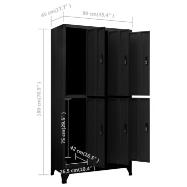 vidaXL Φοριαμός Μαύρος 90x45x180cm Ατσάλινος 1 τεμ.