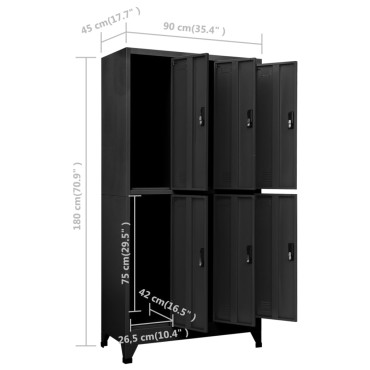 vidaXL Φοριαμός Ανθρακί 90x45x180cm Ατσάλινος 1 τεμ.