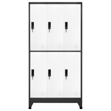vidaXL Φοριαμός Ανθρακί και Λευκός 90x45x180cm Ατσάλινος 1 τεμ.