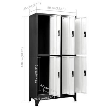 vidaXL Φοριαμός Ανθρακί και Λευκός 90x45x180cm Ατσάλινος 1 τεμ.