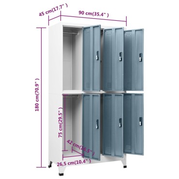 vidaXL Φοριαμός Ανοιχτό Γκρι & Σκούρο Γκρι 90x45x180cm Ατσάλινος 1 τεμ.