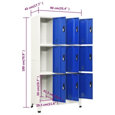 vidaXL Φοριαμός Γκρι και Μπλε 90x45x180cm Ατσάλινος 1 τεμ.