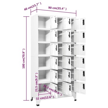 vidaXL Φοριαμός Λευκός 90x40x180cm Ατσάλινος 1 τεμ.