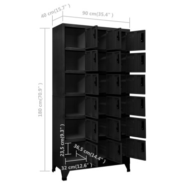 vidaXL Φοριαμός Μαύρος 90x40x180cm Ατσάλινος 1 τεμ.