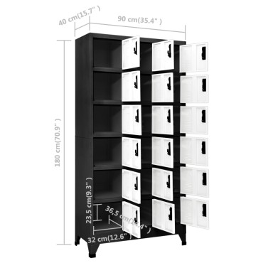 vidaXL Φοριαμός Ανθρακί και Λευκό 90x40x180cm Ατσάλινος 1 τεμ.