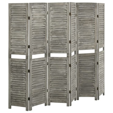 vidaXL Διαχωριστικό Δωματίου με 6 Πάνελ Γκρι 214x166cm Μασίφ Ξύλο 1 τεμ.