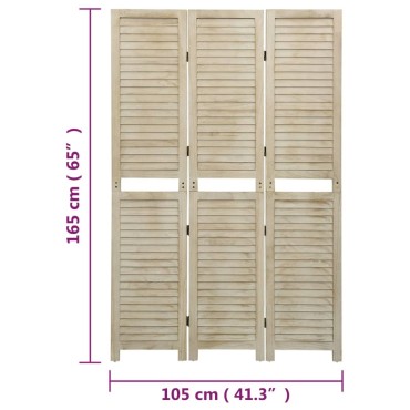 vidaXL Διαχωριστικό Χώρου με 3 Πάνελ 105x166cm Μασίφ Ξύλο Παυλώνιας 1 τεμ.