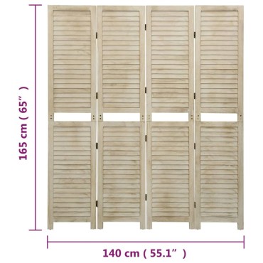 vidaXL Διαχωριστικό Χώρου με 4 Πάνελ 140x165cm Μασίφ Ξύλο Παυλώνιας 1 τεμ.