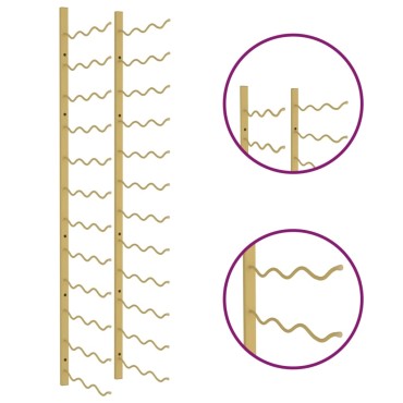 vidaXL Ραφιέρα Κρασιών Τοίχου για 36 Φιάλες Χρυσή Σιδερένια 30,5x2,5x116cm 1 τεμ.