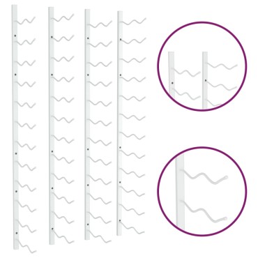 vidaXL Ραφιέρες Κρασιών Τοίχου για 24 Φιάλες 2 τεμ. Λευκές Σιδερένιες 22,5x2,5x116cm