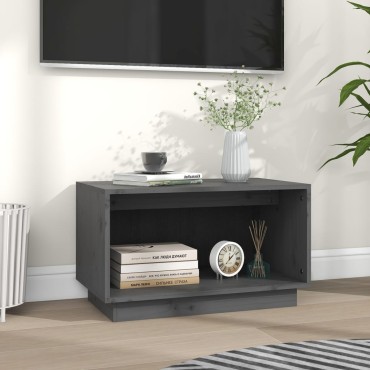 vidaXL Έπιπλο Τηλεόρασης Γκρι 60x35x35cm από Μασίφ Ξύλο Πεύκου