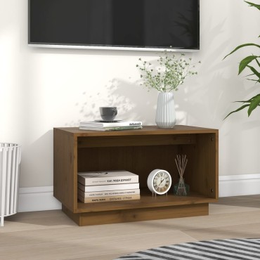 vidaXL Έπιπλο Τηλεόρασης Καφέ Μελί 60x35x37cm από Μασίφ Ξύλο Πεύκου