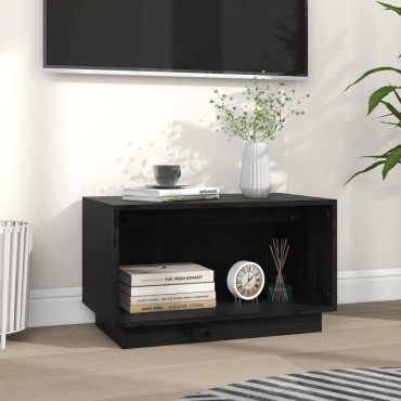 vidaXL Έπιπλο Τηλεόρασης Μαύρο 60x35x35cm από Μασίφ Ξύλο Πεύκου