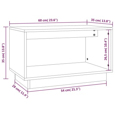 vidaXL Έπιπλο Τηλεόρασης Μαύρο 60x35x35cm από Μασίφ Ξύλο Πεύκου