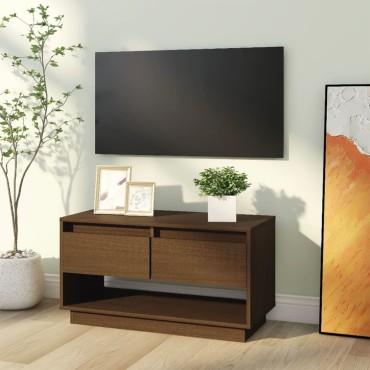 vidaXL Έπιπλο Τηλεόρασης Καφέ Μελί 74x34x40cm από Μασίφ Ξύλο Πεύκου