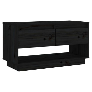 vidaXL Έπιπλο Τηλεόρασης Μαύρο 74x34x40cm από Μασίφ Ξύλο Πεύκου