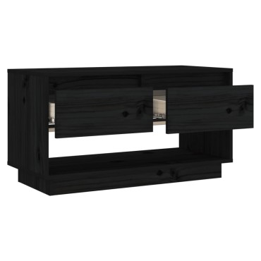 vidaXL Έπιπλο Τηλεόρασης Μαύρο 74x34x40cm από Μασίφ Ξύλο Πεύκου