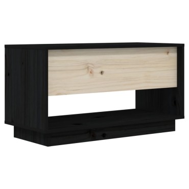 vidaXL Έπιπλο Τηλεόρασης Μαύρο 74x34x40cm από Μασίφ Ξύλο Πεύκου
