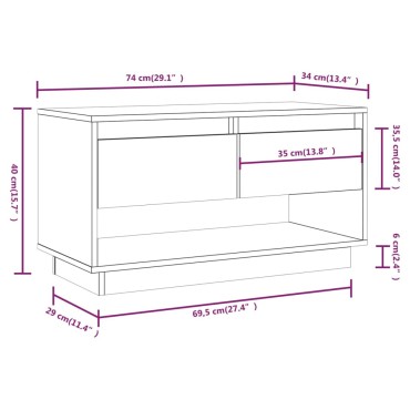 vidaXL Έπιπλο Τηλεόρασης Μαύρο 74x34x40cm από Μασίφ Ξύλο Πεύκου