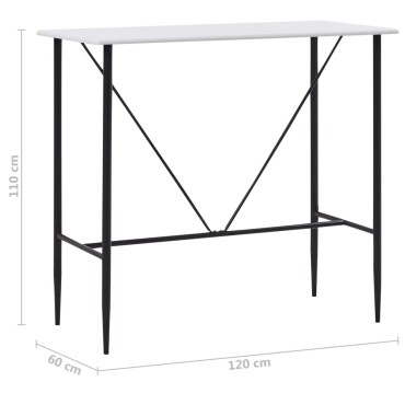 vidaXL Τραπέζι Μπαρ Λευκό 120x60x110cm από MDF 1 τεμ.