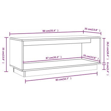 vidaXL Έπιπλο Τηλεόρασης Γκρι 90x35x35cm από Μασίφ Ξύλο Πεύκου