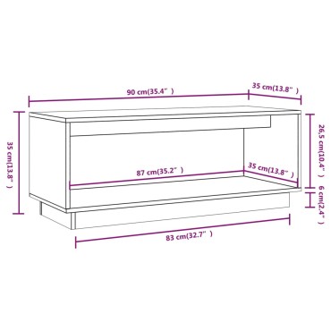 vidaXL Έπιπλο Τηλεόρασης Καφέ Μελί 90x35x35cm από Μασίφ Ξύλο Πεύκου