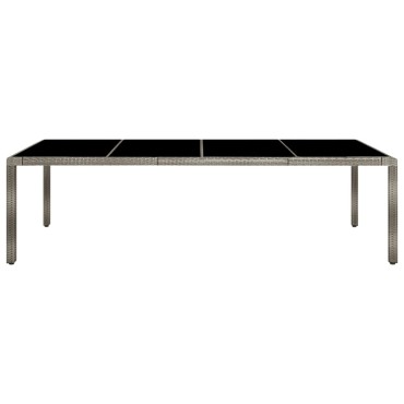 vidaXL Τραπέζι Κήπου Γκρι 250x100x75cm Ψημένο Γυαλί/Συνθετικό Ρατάν 1 τεμ.